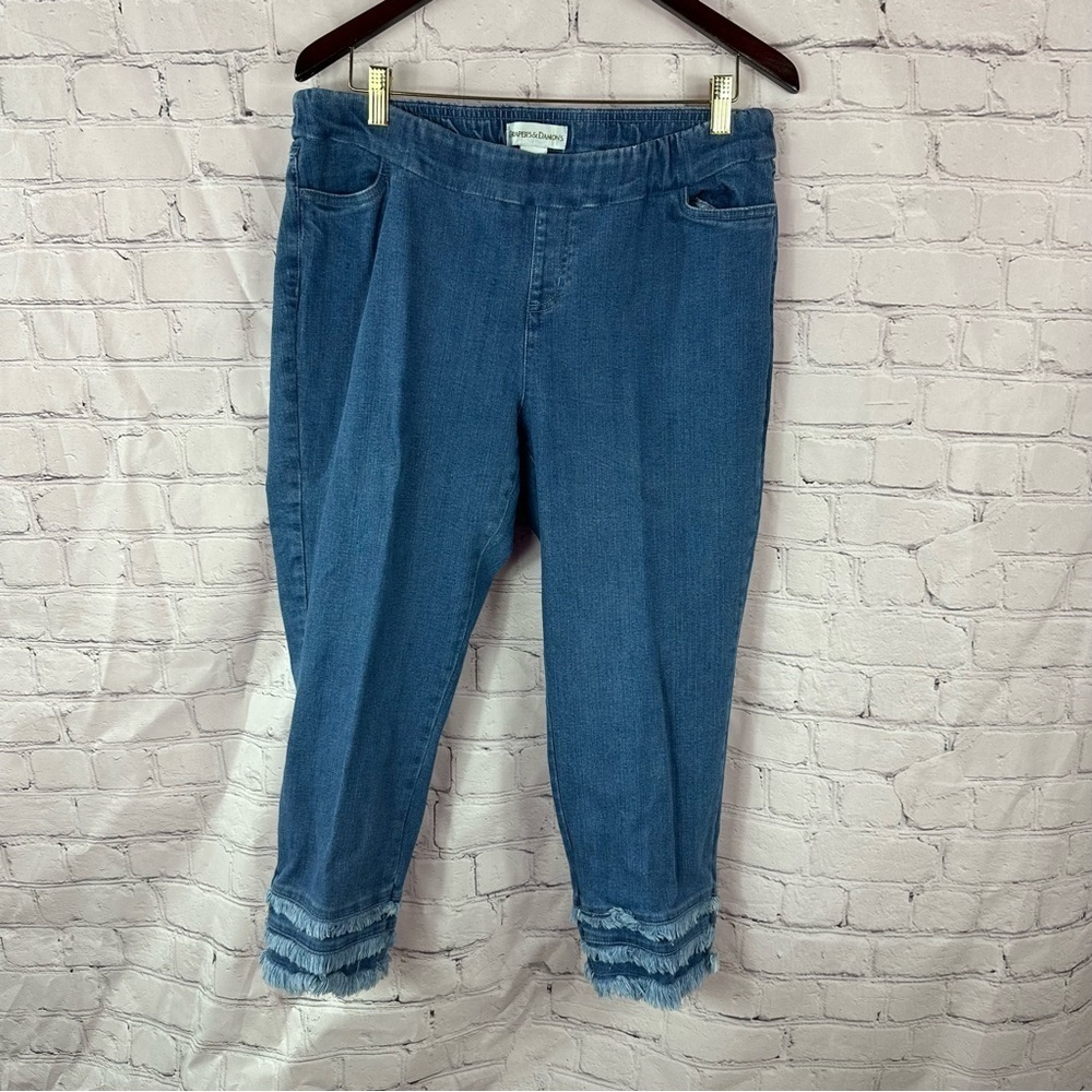 draper's & damon's Blue Frayed Hem Women Jeans sz L casual denim beach travel